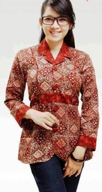 model baju batik kantor lengan panjang  model baju batik kantor wanita lengan panjang modern batik kerja 