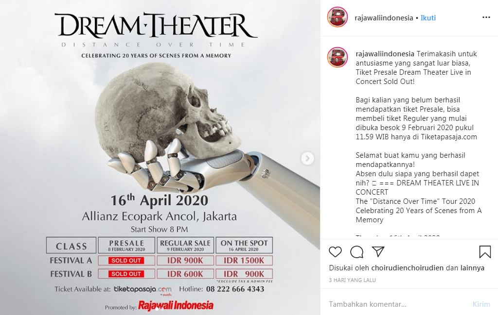 Gambar Harga tiket konser Dream Theater