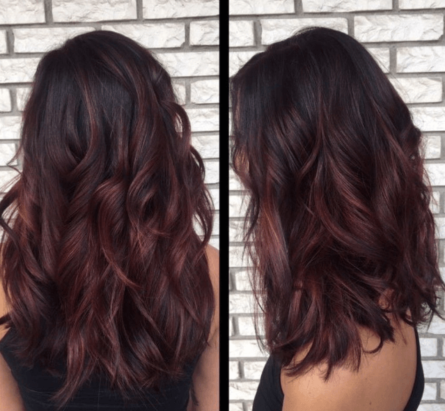 Warna rambut Ombre burgundy